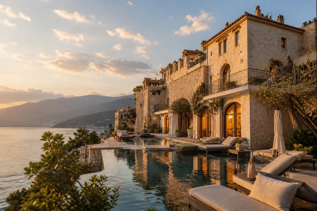 Villa de luxe avec piscine et vue mer en location courte durée illustrant un logement attractif pour attirer des voyageurs