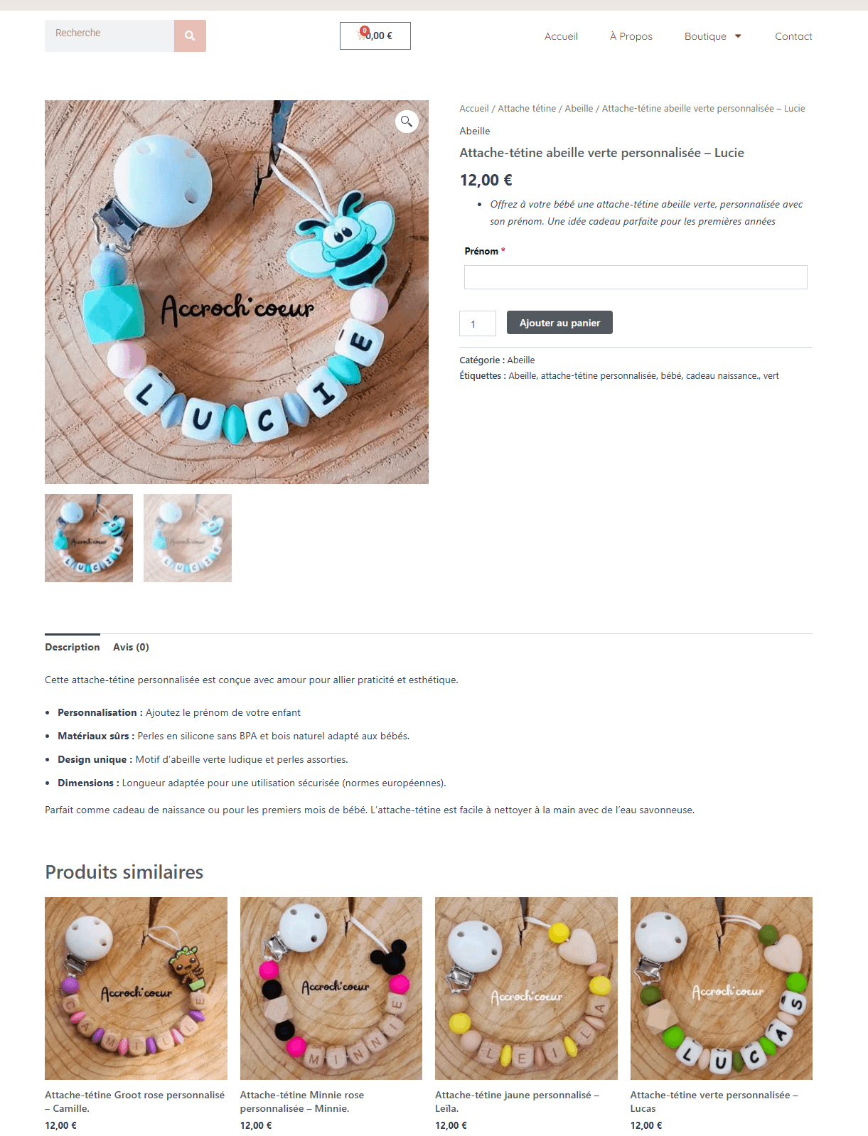 Accroch’cœur – attache-tétines