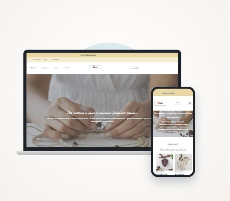 Offre Impact : site e-commerce Fils en harmonie réalisé par Anime ton site, sur ordinateur et mobile